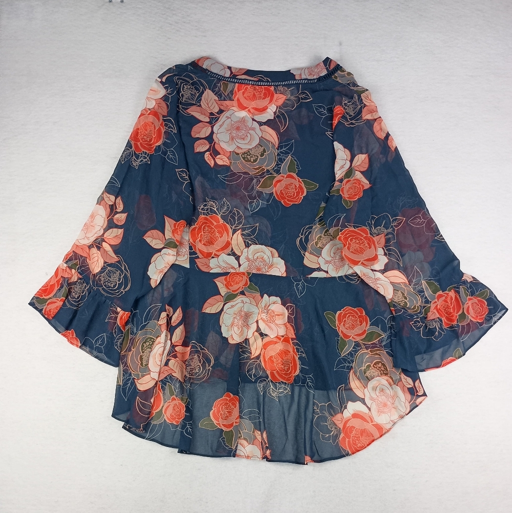 NWT City Chic Hi-Low Mya Floral Top In Navy Gardenia Size 22W/3X - Picture 6 of 7